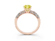 Cushion Cut Multi Row Pave Engagement Ring Setting for a Fancy Yellow Lab-Grown Diamond | Rose Gold
