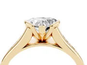 Heart-Shaped Half Bezel Solitaire Engagement Ring Setting | Graduated Channel Band | Yellow Gold