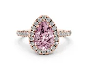 Pear-Shaped Raised Halo Engagement Ring Setting for a Fancy Pink Lab-Grown Diamond | Rose Gold
