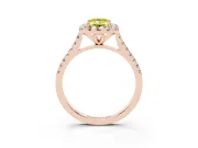 Emerald Cut Halo Engagement Ring Setting for a Fancy Yellow Lab-Grown Diamond | Tapered Band | Rose Gold