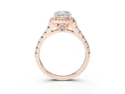 Cushion Cut Halo Engagement Ring Setting | Shared Prong Shoulders | Rose Gold