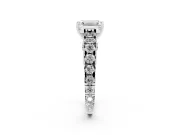 Emerald Cut Diamond Classic Solitaire Ring Set in White gold with Pavé Band and Prong Setting