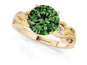 Round Vintage Engagement Ring Setting for a Fancy Green Lab-Grown Diamond | Yellow Gold