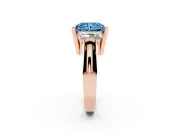 Radiant Cut Channel-Set Three Stone Engagement Ring Setting for a Fancy Blue Lab-Grown Diamond | Rose Gold