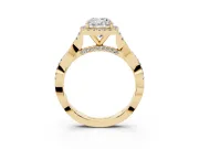 Cushion Cut Halo Engagement Ring Setting | Pavé Twist Band | Yellow Gold