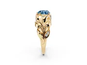 Heart-Shaped Leaf Bypass Engagement Ring Setting for a Fancy Blue Lab-Grown Diamond | Yellow Gold