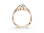 Pear-Shaped Split Shank Pavé Engagement Ring Setting | Engraved Leaf Sides | Rose Gold