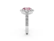 Oval Vintage Halo Engagement Ring Setting for a Fancy Pink Lab-Grown Diamond | White Gold