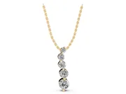 Round Lab-Grown Diamond Graduated Drop Pendant Necklace | Hidden Bail | Yellow Gold