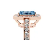 Emerald Cut Framed Halo Engagement Ring Setting for a Fancy Blue Lab-Grown Diamond | Rose Gold