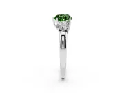 Fancy Green Heart Cut Diamond Three-Stone Ring Set in Platinum with Bold Center and Classic Band