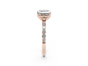 Asscher Cut Pave Solitaire Engagement Ring Setting | Fine Line Pave Band | Rose Gold
