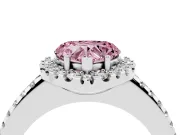 Heart-Shaped Pave Halo Engagement Ring Setting for a Fancy Pink Lab-Grown Diamond | Pave Band | Platinum