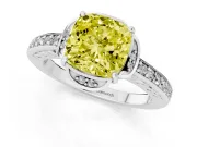 Cushion Cut Floral Pavé Engagement Ring Setting for a Fancy Yellow Lab-Grown Diamond | Platinum