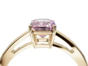Emerald Cut Cathedral Engagement Ring Setting for a Fancy Pink Lab-Grown Diamond | Yellow Gold - Design NV-24626