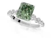 Radiant Cut Graduated Side Stone Engagement Ring Setting for a Fancy Green Lab-Grown Diamond | Platinum