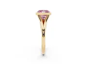 Fancy Pink Bezel Set Princess Cut Diamond Solitaire Ring Set in Yellow gold with Tapered Band