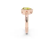 Fancy Yellow Pear Cut Diamond Halo Engagement Ring Set in Rose gold with Plain Split Shank and Prong Setting