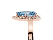 Fancy Blue Pear Cut Diamond Halo Ring Set in Rose gold with Solitaire Band and Prong Setting