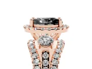 Oval Halo Split Shank Engagement Ring Setting for a Black Center | Round Side Stones | Rose Gold