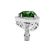 Fancy Green Heart Cut Diamond Halo Ring Set in Platinum with Pavé-Setting Band and Open Prong Center