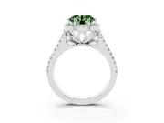 Round Petal Frame Floral Halo Engagement Ring Setting for a Fancy Green Lab-Grown Diamond | Pavé Split Shank | Platinum
