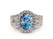 Oval Halo Split Shank Engagement Ring Setting for a Fancy Blue Lab-Grown Diamond | Round Side Stones | Rose Gold