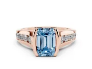 Emerald Cut Half Bezel Engagement Ring Setting for a Fancy Blue Lab-Grown Diamond | Rose Gold
