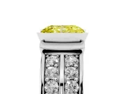Radiant Cut Half Bezel Engagement Ring Setting for a Fancy Yellow Lab-Grown Diamond | Channel Band | White Gold