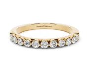 Round Lab-Grown Diamond Half Eternity Band | Single Shared Prongs | Yellow Gold