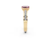 Emerald Cut Channel Engagement Ring Setting for a Fancy Pink Lab-Grown Diamond | Yellow Gold