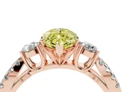 Fancy Yellow Marquise Cut Diamond Three-Stone Ring Set in Rose gold with Pavé Split Shank and Prong Setting