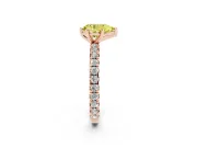 Fancy Yellow Pear Cut Diamond Pavé Solitaire Ring Set in Rose gold with Round Band and Prong Setting