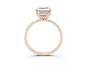 Asscher Cut Pave Solitaire Engagement Ring Setting | Fine Line Pave Band | Rose Gold