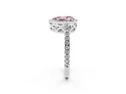 Pear-Shaped Pave Halo Engagement Ring Setting for a Fancy Pink Lab-Grown Diamond | Platinum