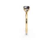 Fancy Black Cushion Cut Diamond Solitaire Ring Set in Yellow gold with Thin Band and Prong Setting
