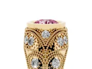 Round Vintage Bezel Engagement Ring Setting for a Fancy Pink Lab-Grown Diamond | Yellow Gold