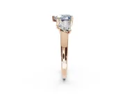 Heart-Shaped Three Stone Engagement Ring Setting for a Fancy Blue Lab-Grown Diamond | Wide Tapered Shoulders | Rose Gold