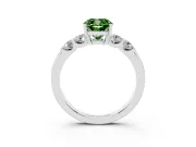 Fancy Green Cushion Cut Diamond Five-Stone Prong Set Engagement Ring Set in Silver with Channel Band