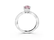 Fancy Pink Marquise Cut Diamond Solitaire Ring Set in White gold with Twisted Band and Bead Prong Setting