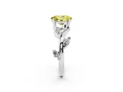 Fancy Yellow Oval Cut Diamond Solitaire Ring Set in Platinum with Twisted Marquise Accent Band