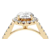 Oval Halo Engagement Ring Setting | Pave Shoulders | Yellow Gold