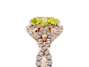 Radiant Cut Milgrain Halo Engagement Ring Setting for a Fancy Yellow Lab-Grown Diamond | Graduated Shoulders | Rose Gold