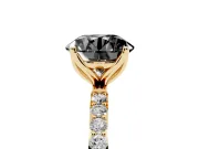 Round Pavé Solitaire Engagement Ring Setting for a Black Center | Fine Line Pavé Band | Yellow Gold