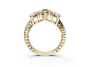 Pear-Shaped Vintage Three Stone Engagement Ring Setting for a Fancy Green Lab-Grown Diamond | Yellow Gold