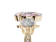 Marquise Three Stone Engagement Ring Setting for a Fancy Pink Lab-Grown Diamond | Tapered Pave Band | Yellow Gold
