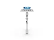 Radiant Cut Halo Engagement Ring Setting for a Fancy Blue Lab-Grown Diamond | Bezel Station Shoulders | White Gold