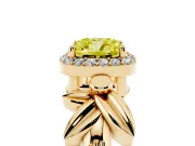 Cushion Cut Floral Halo Engagement Ring Setting for a Fancy Yellow Lab-Grown Diamond | Yellow Gold