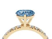 Heart-Shaped Pavé Engagement Ring Setting for a Fancy Blue Lab-Grown Diamond | Yellow Gold
