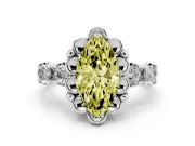 Marquise Floral Engagement Ring Setting for a Fancy Yellow Lab-Grown Diamond | Petal Frame | Sterling Silver